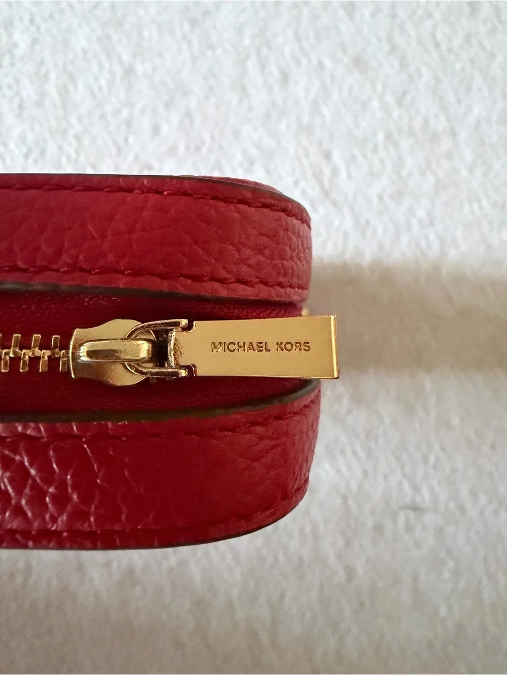 Michael Kors Red Pebbled Leather Cosmetic Case with Gold Logo